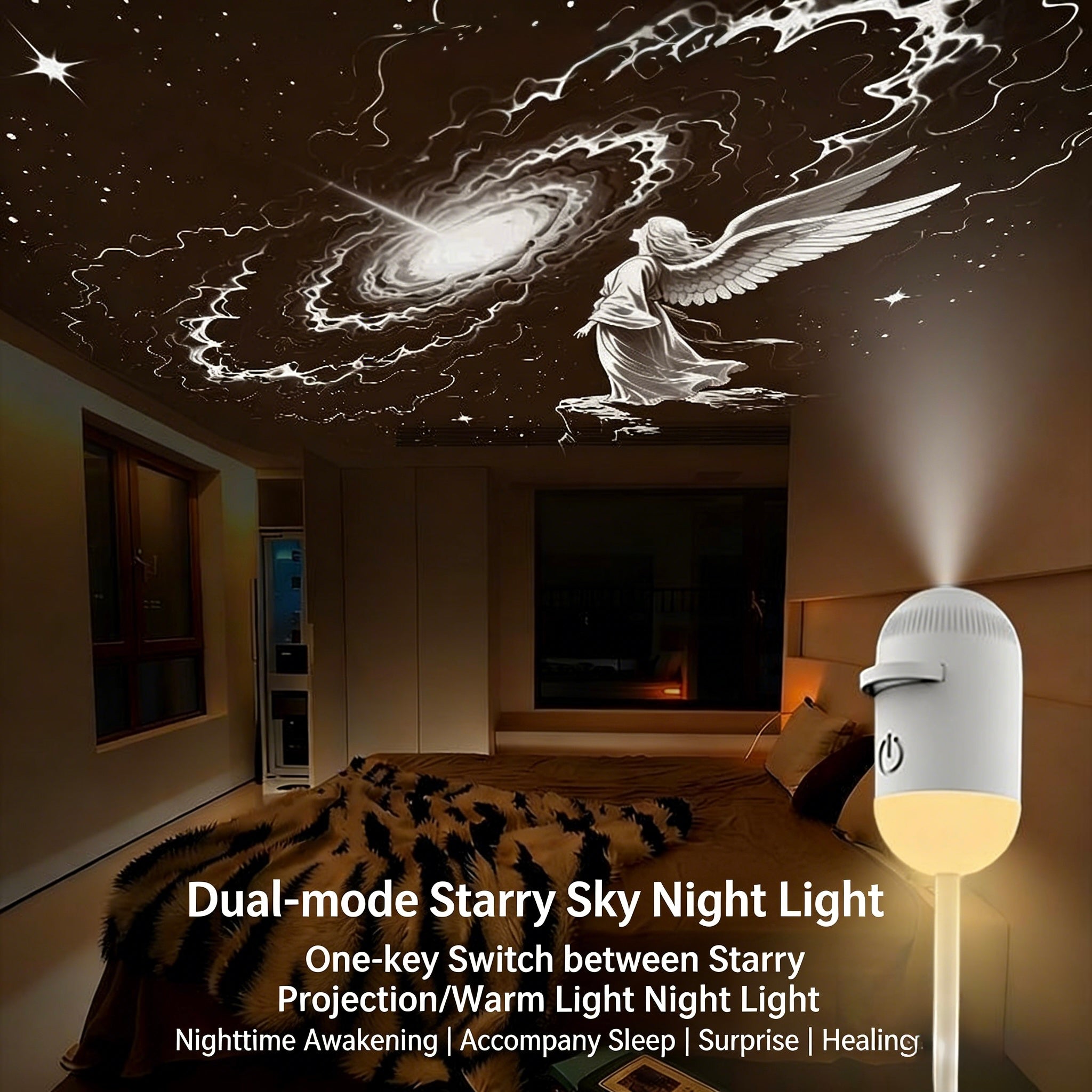 Starry Sky Mini Galaxy Light Projector for Living Room Bedroom Night Light for Sleep Baby Feeding Eye Protection